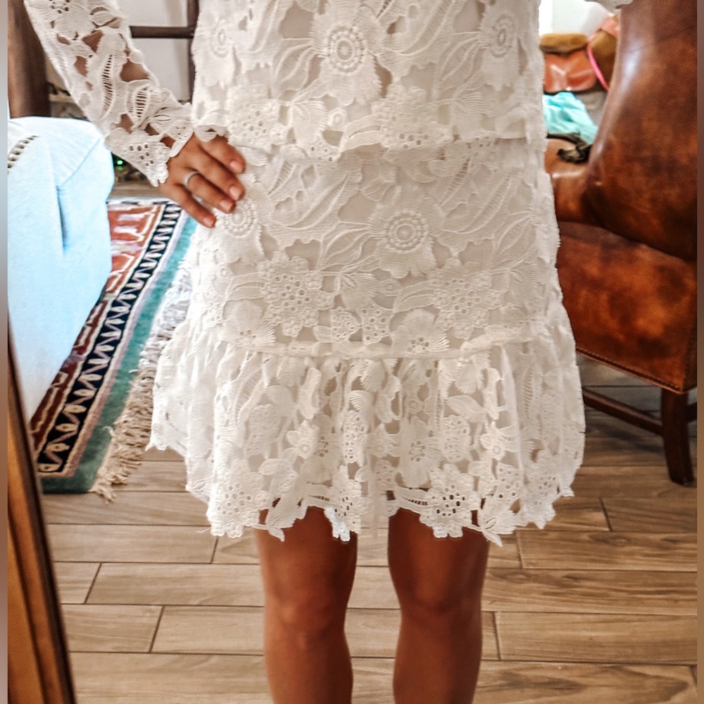 Lucy Paris Eyelet Zip Up Skirt